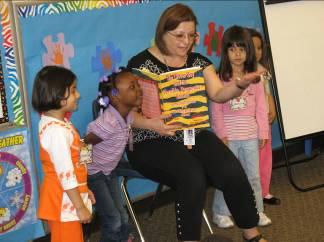 Teacher from Glanker School, Fremont School District (CA) reading The Clever Boy and the Terrible, Dangerous Animal, June 2009.