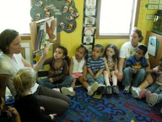 RESA VIII Head Start students enjoying the reading of The Old Woman and the Eagle.